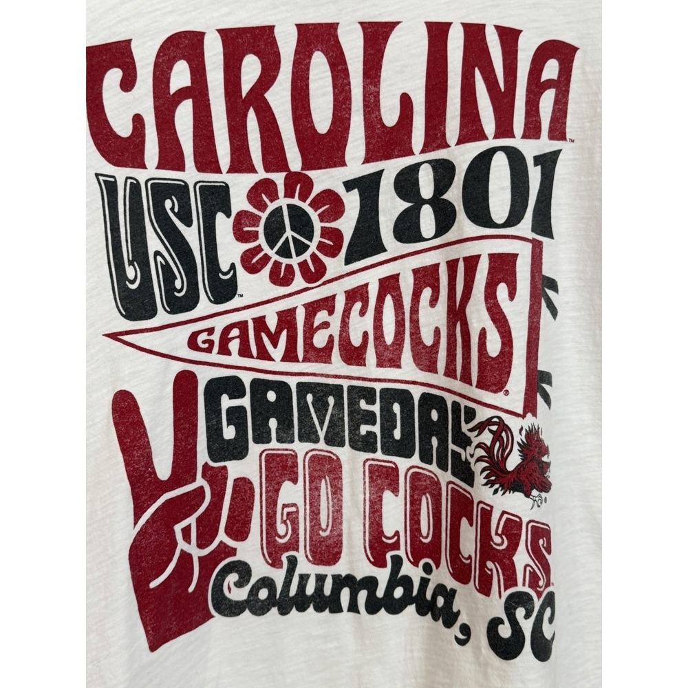 Pressbox South Carolina Gamecocks T-Shirt Womens Size 2XL White Graphic Slub Tee - Picture 3 of 7